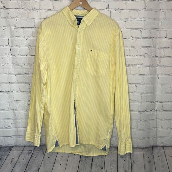 Tommy Hilfiger Men’s Yellow Classic Fit Long Sleeve Shirt size - Picture 1 of 8